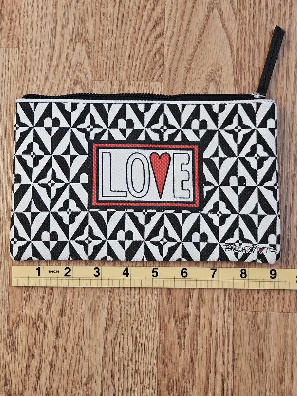Brighton LOVE Geometric Hearts Canvas Cosmetic Bag Black & White - Picture 7 of 8